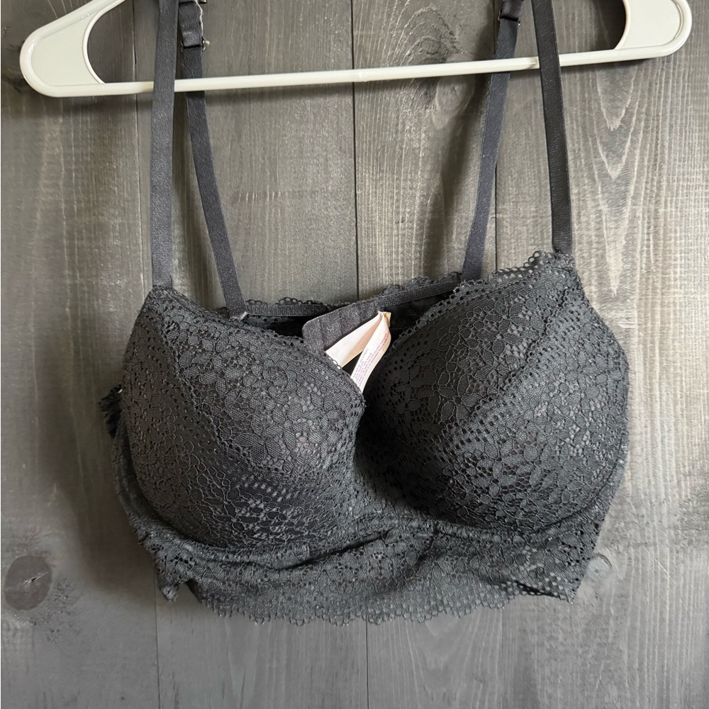 Xhilaration Gray Lace Bra with Adjustable Straps